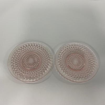 -216- GLASSWARE | Pink Hobnail Hocking Glass Co. | Cups & Saucers