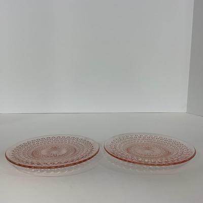 -216- GLASSWARE | Pink Hobnail Hocking Glass Co. | Cups & Saucers