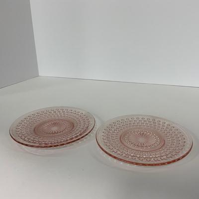 -216- GLASSWARE | Pink Hobnail Hocking Glass Co. | Cups & Saucers