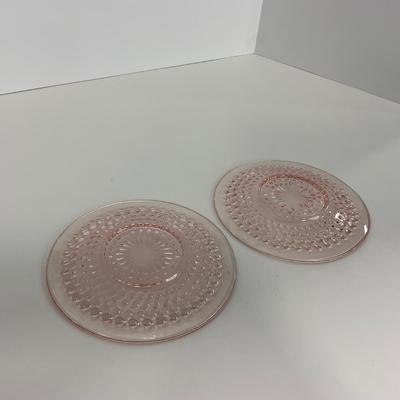 -216- GLASSWARE | Pink Hobnail Hocking Glass Co. | Cups & Saucers