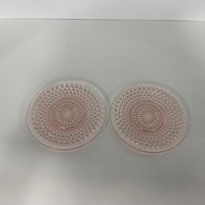 -216- GLASSWARE | Pink Hobnail Hocking Glass Co. | Cups & Saucers
