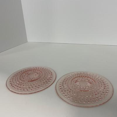-216- GLASSWARE | Pink Hobnail Hocking Glass Co. | Cups & Saucers