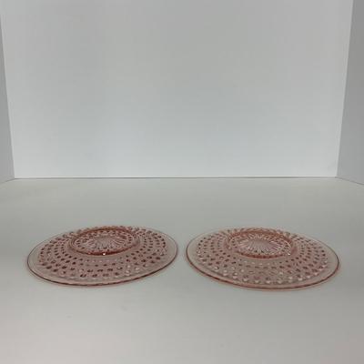 -216- GLASSWARE | Pink Hobnail Hocking Glass Co. | Cups & Saucers