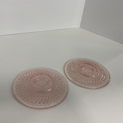 -216- GLASSWARE | Pink Hobnail Hocking Glass Co. | Cups & Saucers