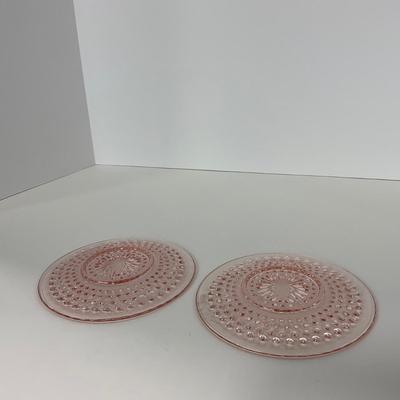 -216- GLASSWARE | Pink Hobnail Hocking Glass Co. | Cups & Saucers