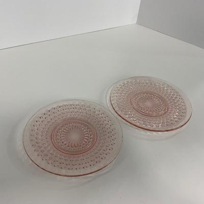 -216- GLASSWARE | Pink Hobnail Hocking Glass Co. | Cups & Saucers