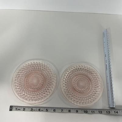 -216- GLASSWARE | Pink Hobnail Hocking Glass Co. | Cups & Saucers