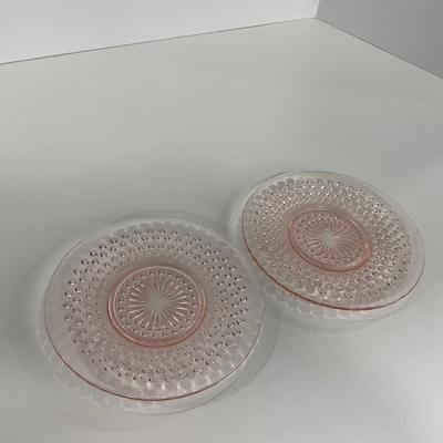 -216- GLASSWARE | Pink Hobnail Hocking Glass Co. | Cups & Saucers
