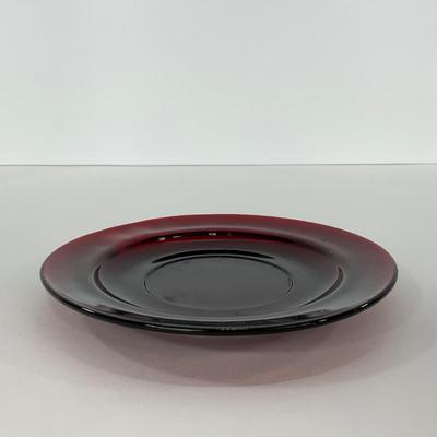 -217- GLASSWARE | Royal Ruby Anchor Hocking Glass Co. | Creamer, Sugar, & Covered Dish