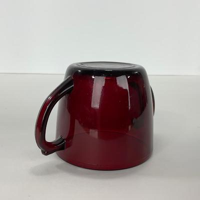 -217- GLASSWARE | Royal Ruby Anchor Hocking Glass Co. | Creamer, Sugar, & Covered Dish