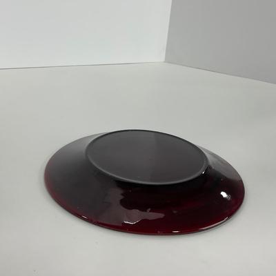 -217- GLASSWARE | Royal Ruby Anchor Hocking Glass Co. | Creamer, Sugar, & Covered Dish