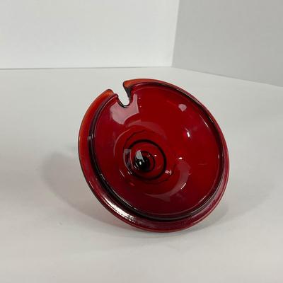 -217- GLASSWARE | Royal Ruby Anchor Hocking Glass Co. | Creamer, Sugar, & Covered Dish