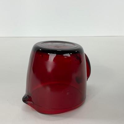 -217- GLASSWARE | Royal Ruby Anchor Hocking Glass Co. | Creamer, Sugar, & Covered Dish