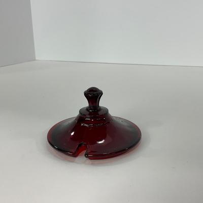 -217- GLASSWARE | Royal Ruby Anchor Hocking Glass Co. | Creamer, Sugar, & Covered Dish