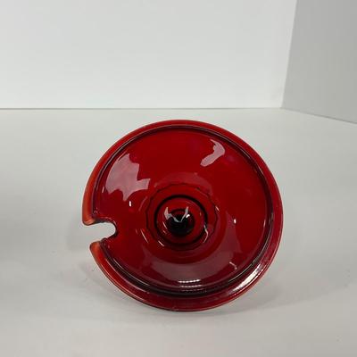 -217- GLASSWARE | Royal Ruby Anchor Hocking Glass Co. | Creamer, Sugar, & Covered Dish
