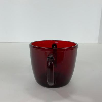 -217- GLASSWARE | Royal Ruby Anchor Hocking Glass Co. | Creamer, Sugar, & Covered Dish