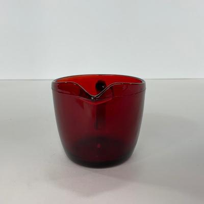 -217- GLASSWARE | Royal Ruby Anchor Hocking Glass Co. | Creamer, Sugar, & Covered Dish