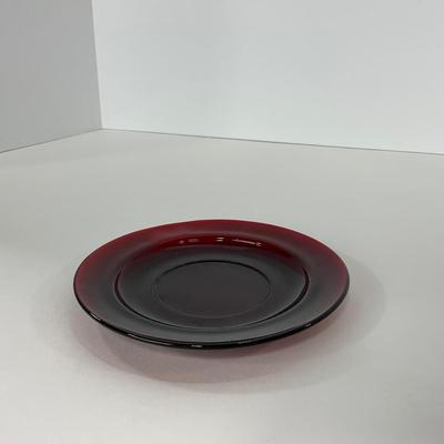 -217- GLASSWARE | Royal Ruby Anchor Hocking Glass Co. | Creamer, Sugar, & Covered Dish