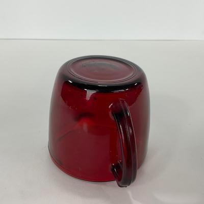 -217- GLASSWARE | Royal Ruby Anchor Hocking Glass Co. | Creamer, Sugar, & Covered Dish