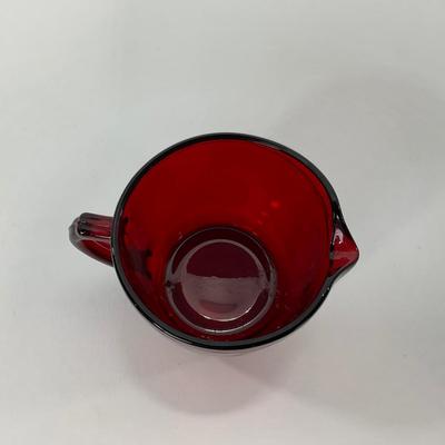 -217- GLASSWARE | Royal Ruby Anchor Hocking Glass Co. | Creamer, Sugar, & Covered Dish
