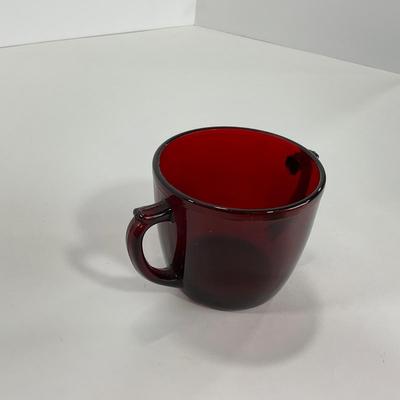 -217- GLASSWARE | Royal Ruby Anchor Hocking Glass Co. | Creamer, Sugar, & Covered Dish