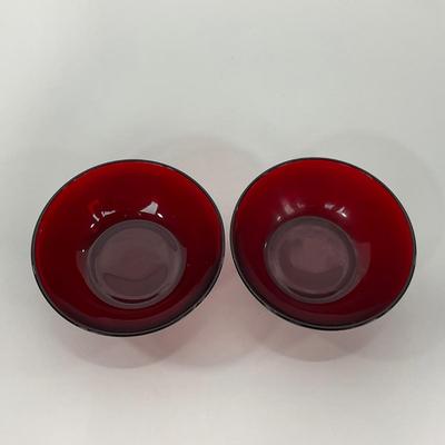 -218- GLASSWARE | Royal Ruby Anchor Hocking Glass Co. | Large Bowl & Small Bowls