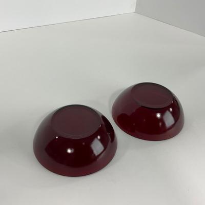 -218- GLASSWARE | Royal Ruby Anchor Hocking Glass Co. | Large Bowl & Small Bowls