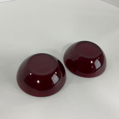 -218- GLASSWARE | Royal Ruby Anchor Hocking Glass Co. | Large Bowl & Small Bowls