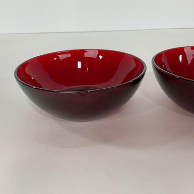 -218- GLASSWARE | Royal Ruby Anchor Hocking Glass Co. | Large Bowl & Small Bowls