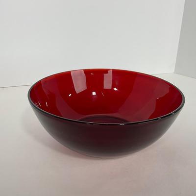 -218- GLASSWARE | Royal Ruby Anchor Hocking Glass Co. | Large Bowl & Small Bowls