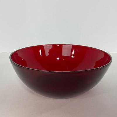 -218- GLASSWARE | Royal Ruby Anchor Hocking Glass Co. | Large Bowl & Small Bowls