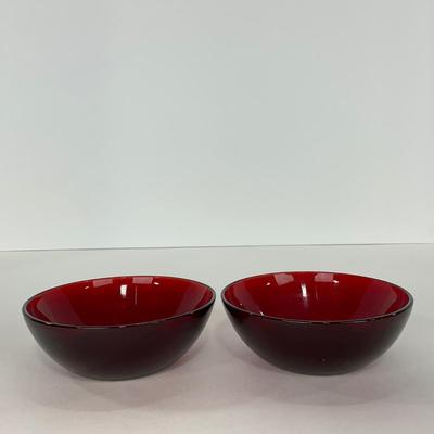 -218- GLASSWARE | Royal Ruby Anchor Hocking Glass Co. | Large Bowl & Small Bowls