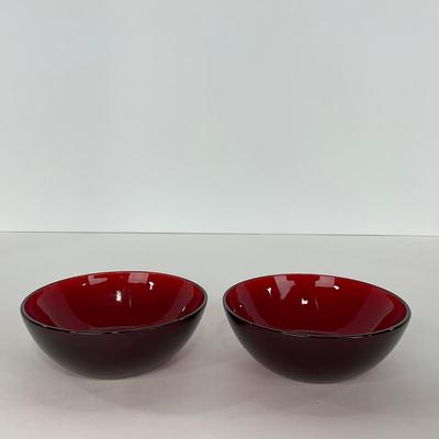 -218- GLASSWARE | Royal Ruby Anchor Hocking Glass Co. | Large Bowl & Small Bowls
