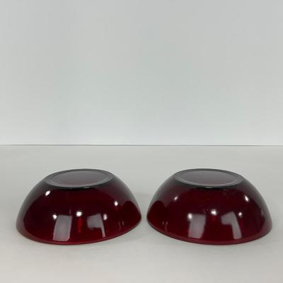 -218- GLASSWARE | Royal Ruby Anchor Hocking Glass Co. | Large Bowl & Small Bowls