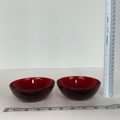 -218- GLASSWARE | Royal Ruby Anchor Hocking Glass Co. | Large Bowl & Small Bowls