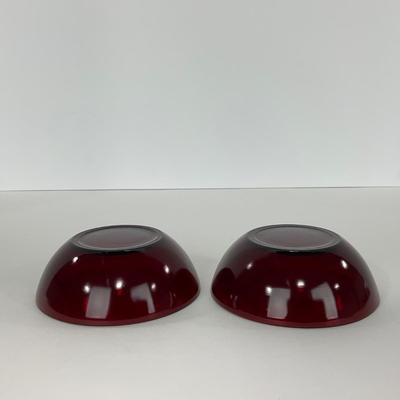 -218- GLASSWARE | Royal Ruby Anchor Hocking Glass Co. | Large Bowl & Small Bowls