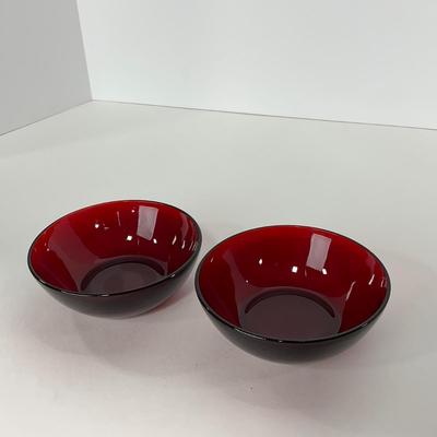 -218- GLASSWARE | Royal Ruby Anchor Hocking Glass Co. | Large Bowl & Small Bowls