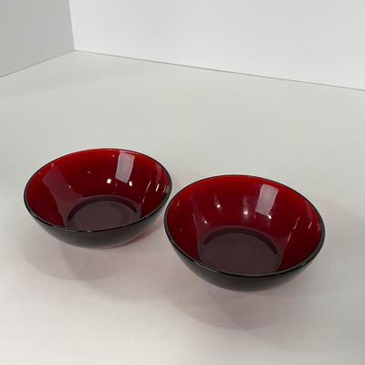 -218- GLASSWARE | Royal Ruby Anchor Hocking Glass Co. | Large Bowl & Small Bowls