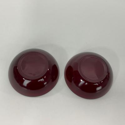 -218- GLASSWARE | Royal Ruby Anchor Hocking Glass Co. | Large Bowl & Small Bowls