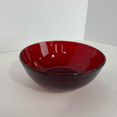 -218- GLASSWARE | Royal Ruby Anchor Hocking Glass Co. | Large Bowl & Small Bowls