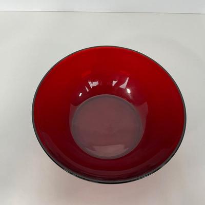 -218- GLASSWARE | Royal Ruby Anchor Hocking Glass Co. | Large Bowl & Small Bowls
