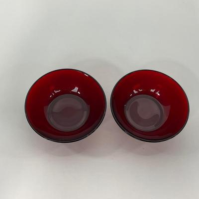 -218- GLASSWARE | Royal Ruby Anchor Hocking Glass Co. | Large Bowl & Small Bowls
