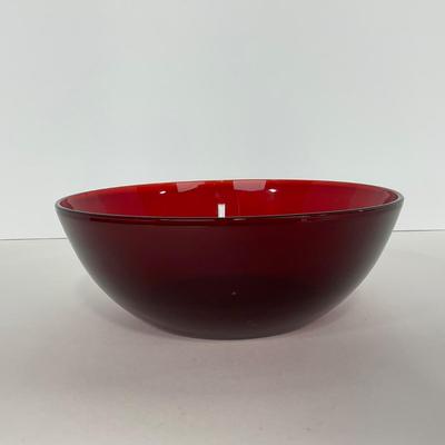 -218- GLASSWARE | Royal Ruby Anchor Hocking Glass Co. | Large Bowl & Small Bowls