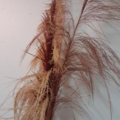 Vintage 1980's Wicker Amphora Floor Vase with dried Colored Pampas grass