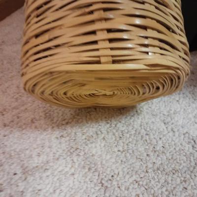 Vintage 1980's Wicker Amphora Floor Vase with dried Colored Pampas grass