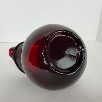 -219- GLASSWARE | Royal Ruby Anchor Hocking Glass Co. | Small & Large Tilted Ball Pitcher