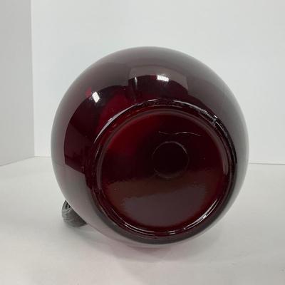 -219- GLASSWARE | Royal Ruby Anchor Hocking Glass Co. | Small & Large Tilted Ball Pitcher
