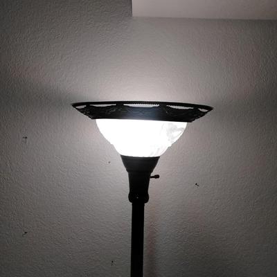 71" Torchiere Floor lamp with metal decorative top trim