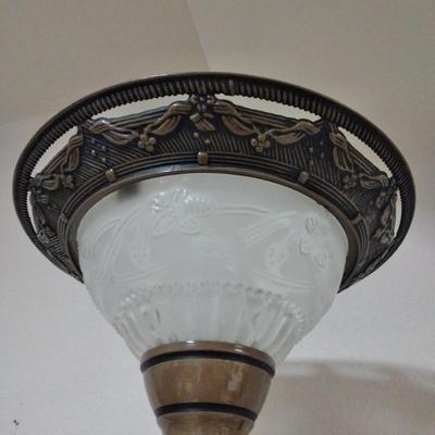 71" Torchiere Floor lamp with metal decorative top trim