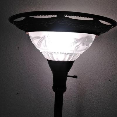 71" Torchiere Floor lamp with metal decorative top trim